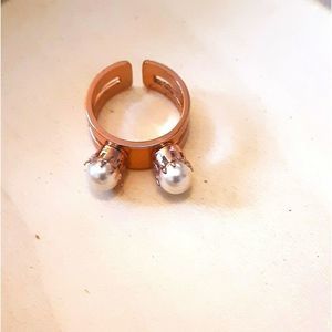 JOMMI LIM ROSE GOLD AND DOUBLE PEARL RING